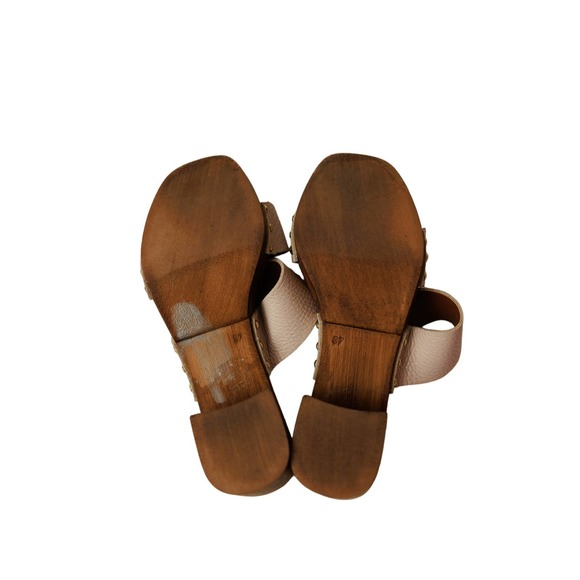 Christian di Riccio leather platform sandal chunky heel nailhead trim sz 37 - Picture 6 of 6